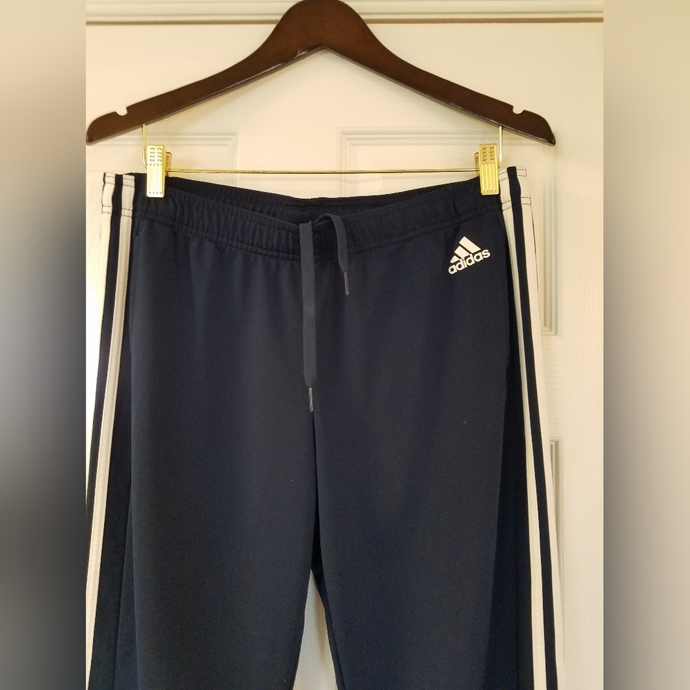 Adidas Men's Tricot Three Stripes Track Pants  Size Large Navy - Picture 4 of 14